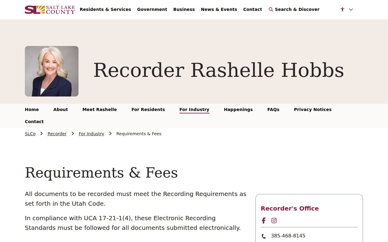 Millcreek previous residents Recorder requirements