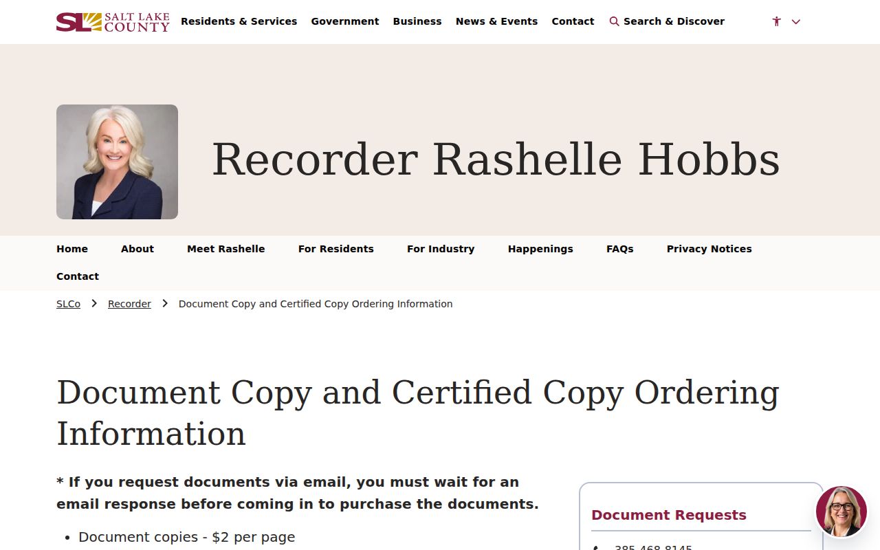 Millcreek previous residents Recorder document request
