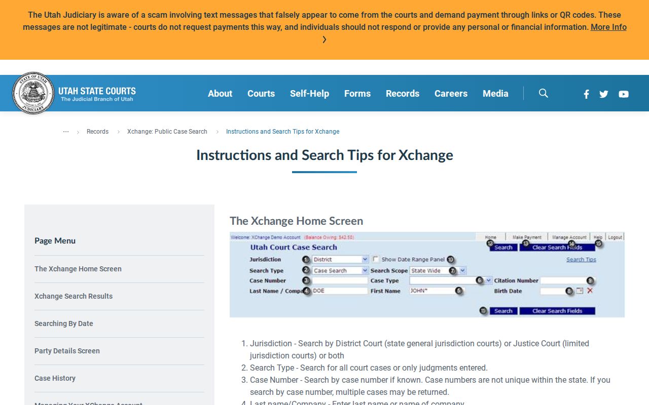 Millcreek resident lookup Utah Courts Xchange results